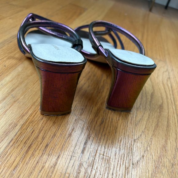 Intentionally Blank Purple Holographic Open Toe Willow Sandal Heels - Picture 5 of 7
